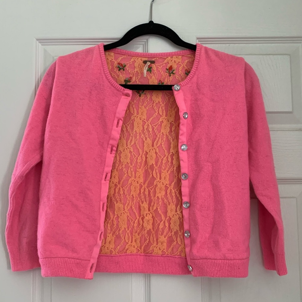 Free People Hot Pink Cardigan Size S